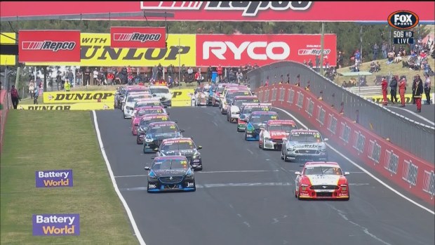 The Dunlop Series pull away on the formation lap ahead of the first race.