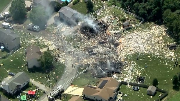 The aftermath of an explosion in Plum, Pennsylvania, on August 12.