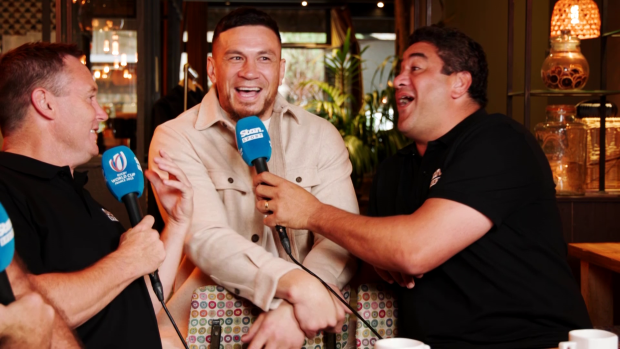 Andrew Mehrtens (from left) with Sonny Bill Williams and Morgan Turinui.