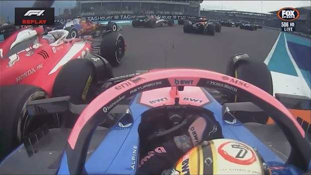 Aussie driver Jack Doohan crashes into Liam Lawson on lap one of the Miami Grand Prix.