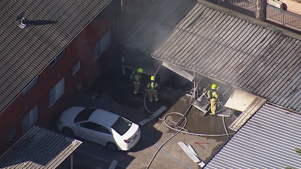 A school has been forced to evacuate as a garage went up in flames in Sydney. 