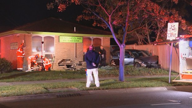 A car has smashed through the front of a Melbourne dental clinic overnight.