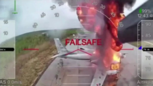 Footage of Ukraine's drone attack on Russian fighter jets.