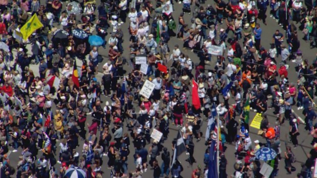 Protesters gather in Melbourne CBD for another weekend of rallies.