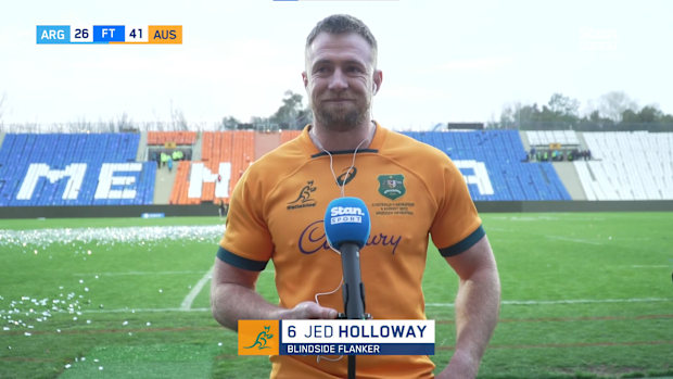 Jed Holloway chats to Stan Sport after the win over Argentina.