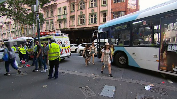 A pedestrian has been hit by a bus in Sydney's CBD.
