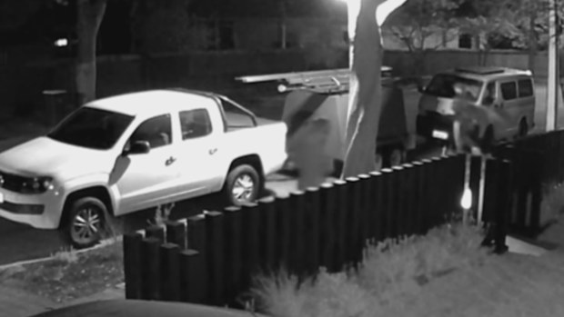 CCTV shows two men walking around the suburb of Myrtle Bank just before 1.30am on Friday.