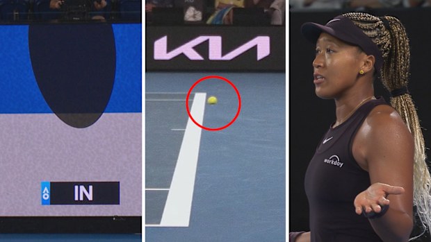 Naomi Osaka was dudded by this hawk-eye call in her round one Australian Open match against Caroline Garcia.