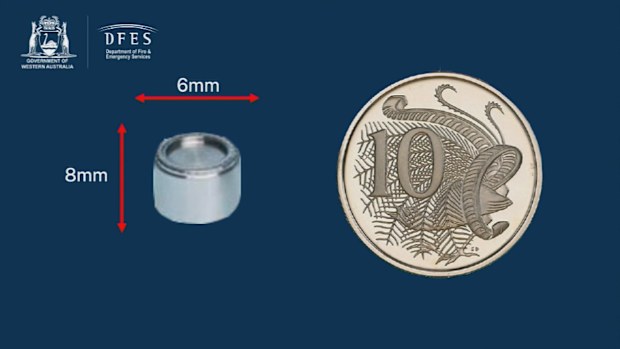 A tiny radioactive capsule has been lost between a mine in Western Australia's Pilbara region and Perth, sparking an urgent hazmat health warning.