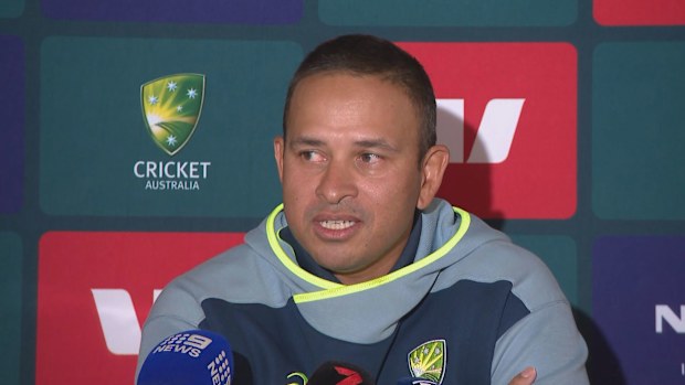 Usman Khawaja at his retirement press conference.