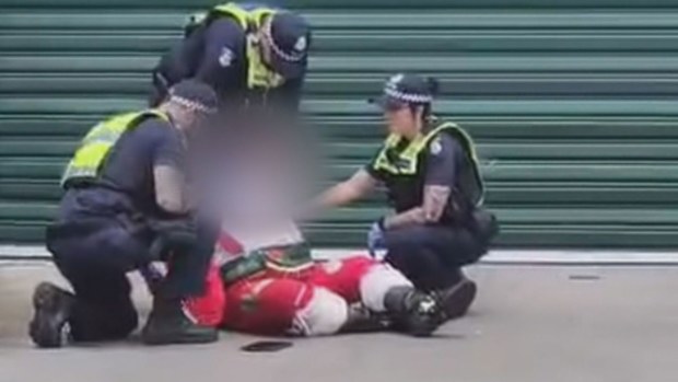 A man dressed up as Santa Claus has landed himself in trouble after drama at a Bunnings store in Melbourne.