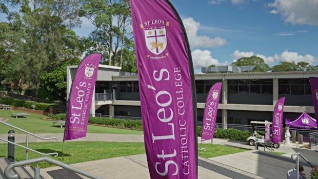 Banners of St. Leo's Catholic College.