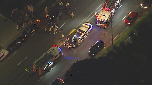 Pacific Highway closed after crash.
