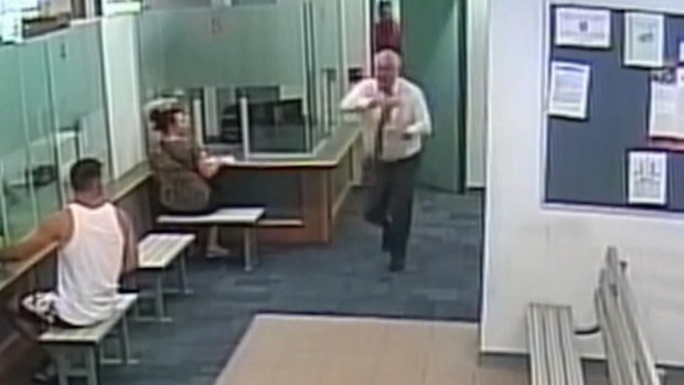 Waiting room CCTV shows the registrar bursting out of the door and calling for help.