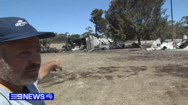 Tony returned to his house this morning in Gerang Gerung on the outskirts of the Little Desert National Park to find it had been ravaged by last night's fire. 