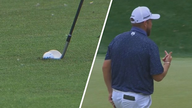 Shane Lowry was left fuming after he was blocked from removing his ball from a rival's pitch mark.