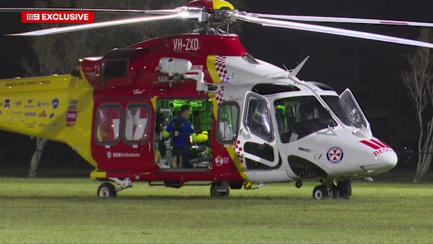 A Westpac Rescue Helicopter on the ground in Ballina.