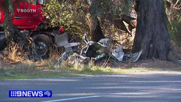 Joannidis' Mercedes Benz sedan crashed into a Nissan Navara ute with five people and a dog inside, pushing it into the path of a truck towing two trailers of milk.