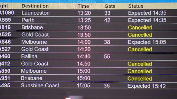 Cancelled flights at Domestic Airport.