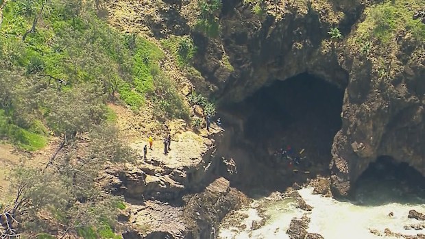 A man has been winched to safety after he fell from a cliff at Noosa Heads in Queensland. Emergency services were called to Seaview Terrace about 11.45am to rescue the man, aged in his 40s, from the water.