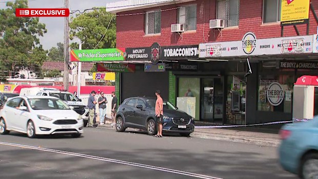 The scene from the Mount Pritchard tobacconist where the man was allegedly kidnapped.