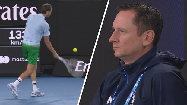Daniil Medvedev was hit with a point-penalty for miming to smash a ball at a line judge.