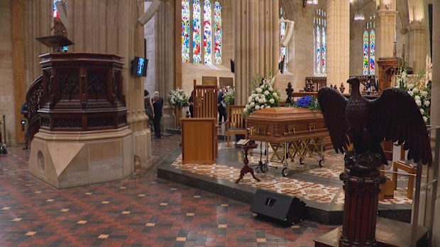 The altar of St Andrew's Cathedral ahead of the funeral of John Laws.