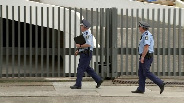 NSW Police at the Sydney home of Don Harwin this afternoon.