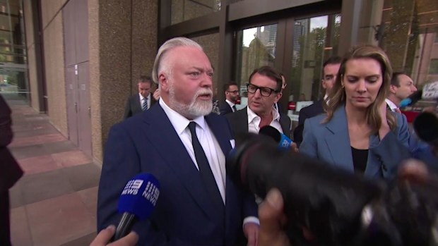 Kyle Sandilands outside of the Federal Court in Sydney. Friday, April 24.