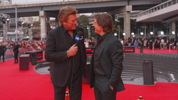 Richard Wilkins and Tom Cruise at Mission Impossible: Dead Reckoning Sydney premiere.
