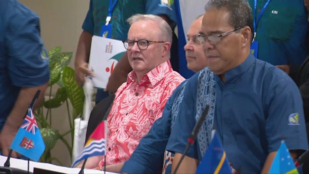 Prime Minister Anthony Albanese was caught in an awkward moment when he arrived at a crucial summit with Pacific Island leaders in the wrong shirt. 