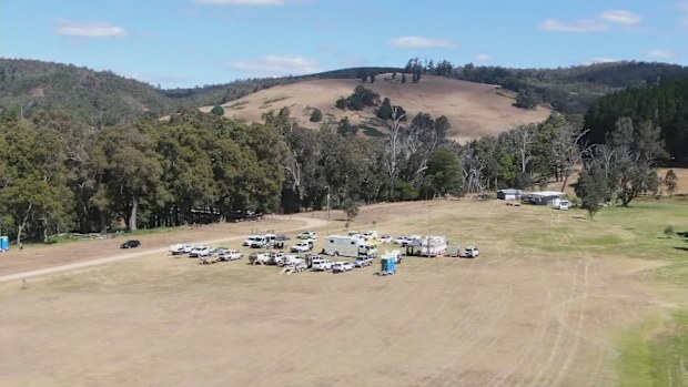 The search covers hilly terrain