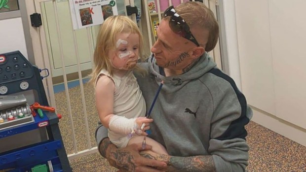 A toddler is recovering in hospital after she was bitten on the head by her family dog in Adelaide's north-west.