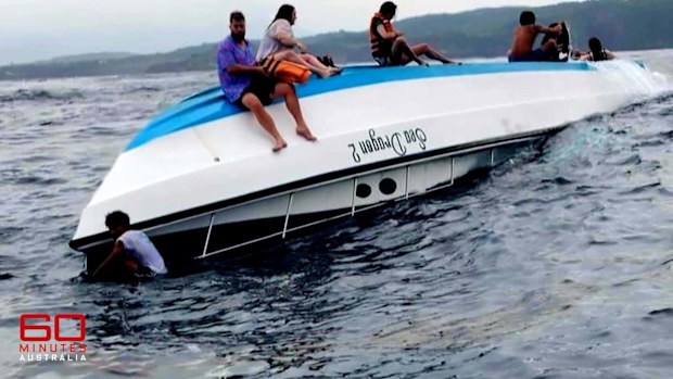Passengers were trapped underneath the Sea Dragon 2's hull after it capsized in Bali.