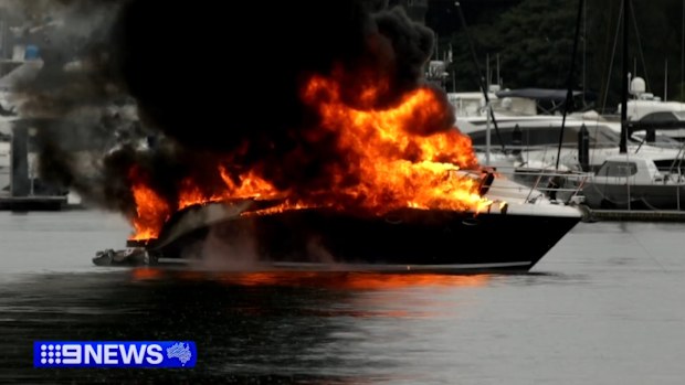 Emergency responders were called to a Sydney marina after a motor yacht burst into flames this morning.