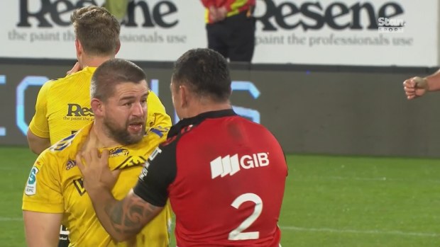 Dane Coles and Codie Taylor get familiar.
