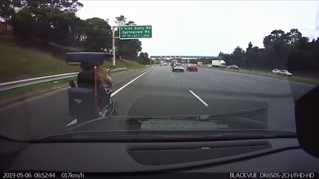 190511 Melbourne Monash Freeway mobility scooter high-speed traffic police News Victoria Australia