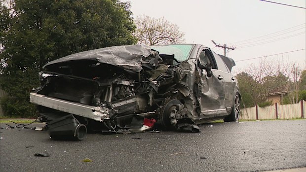 A convoy of suspected stolen vehicles has caused chaos in Melbourne, slamming into parked cars and sending them spinning into front yards.