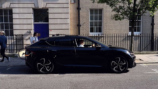 An electric Uber car.