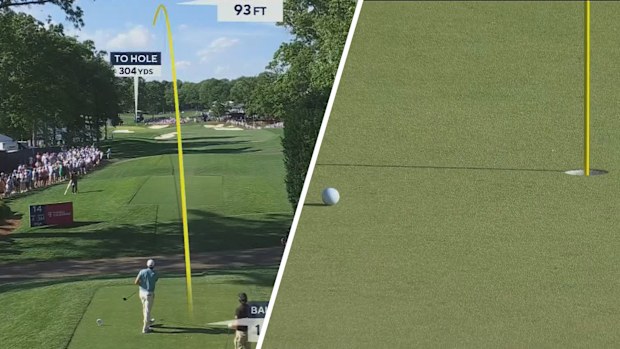 Scottie Scheffler rocketed into the lead of the PGA Championship with one beautiful swing.