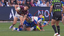 Bronson Xerri cops a boot to the face. 