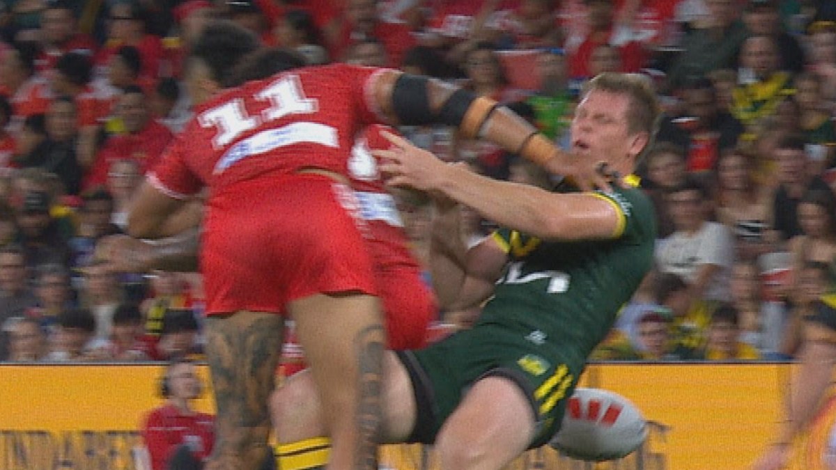 Pacific Championships 2024 Australia v Tonga results, highlights, Lindsay Collins poleaxed by