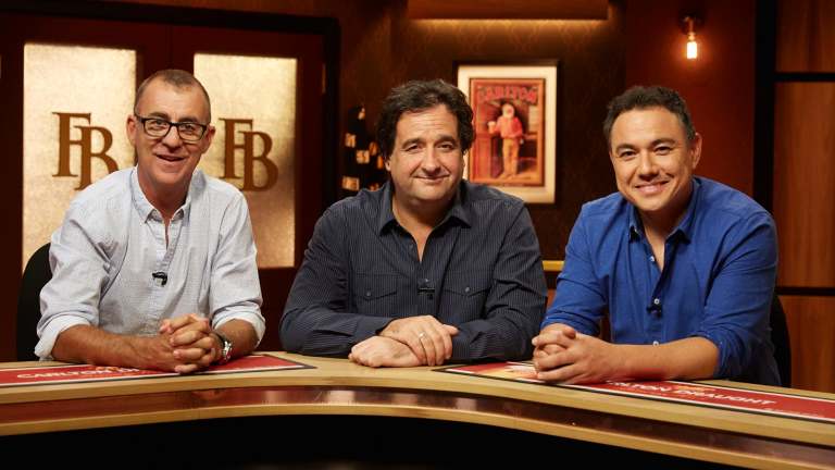 The Front Bar: Andy Maher, Mick Molloy, Sam Pang.