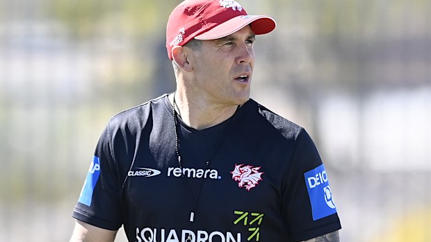 Dragons assistant coach Michael Ennis looks on during a training session.