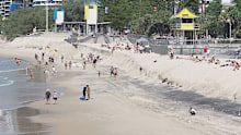 Surfers Paradise beach has lost metres of sand to erosion and cannot support the expected crowds.