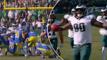 Jordan Davis blocks a field goal and runs away to score