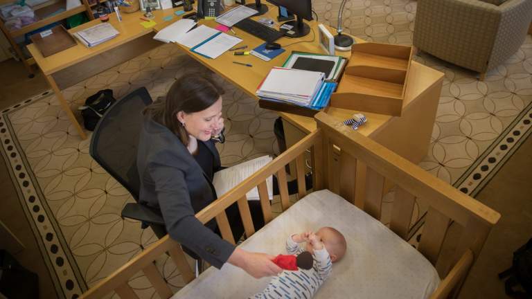 Image result for kelly O'dwyer's baby cot in her office