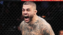 Tyson Pedro of Australia reacts after his knockout victory over Anton Turkalj of Sweden.