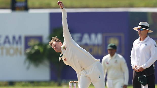 Matthew Kuhnemann of Australia bowls.