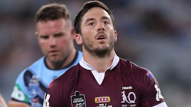 A dejected Ben Hunt during Queensland's Origin II loss.